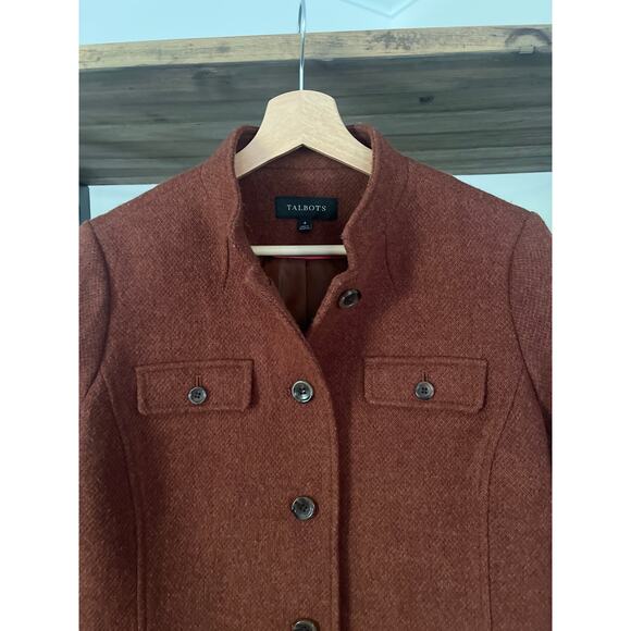Talbots Wool Blend Military Style Blazer in Rust Brown Sz 4 - Picture 3 of 6